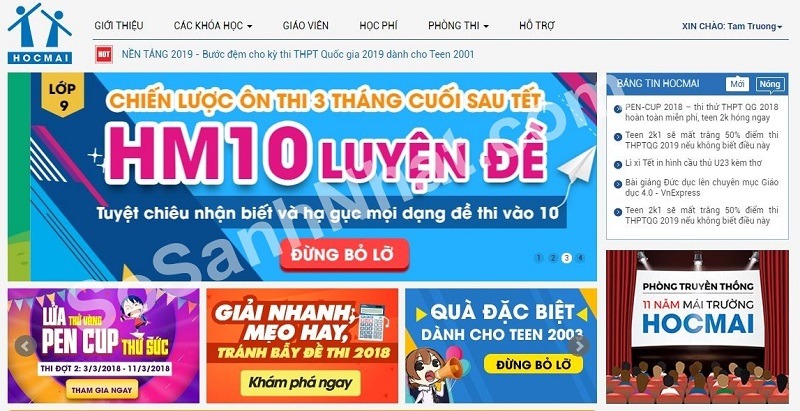 Website học trực tuyến HocMai