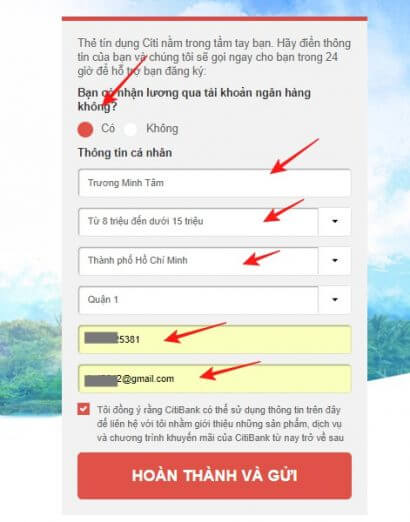 Đăng ký mở thẻ tín dụng Citibank