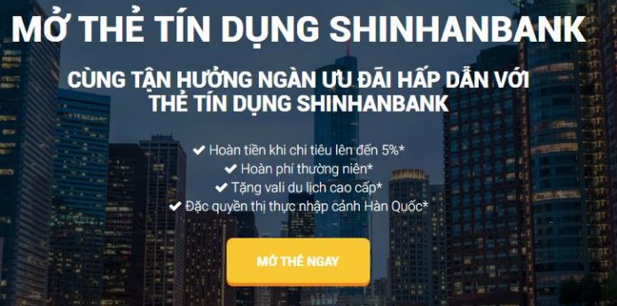 Mỏ thẻ Shinhan ngay
